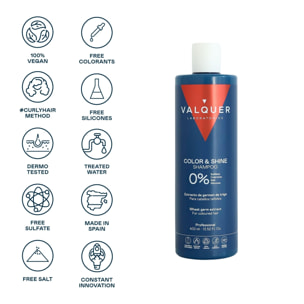 Valquer Champú Zero % potenciador del color y brillo para cabellos teñidos- 400 ml