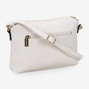 Bolso bandolera beige con doble cremallera