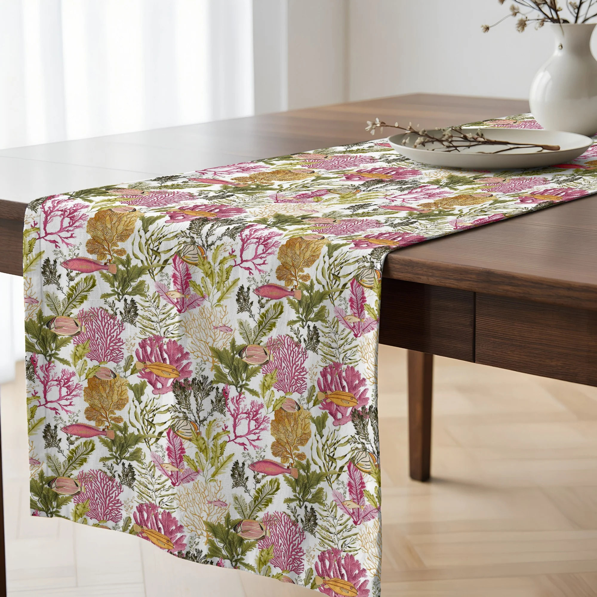 Chemin de table 100 % coton Iluntce 125 1 Red. 50x150 cm