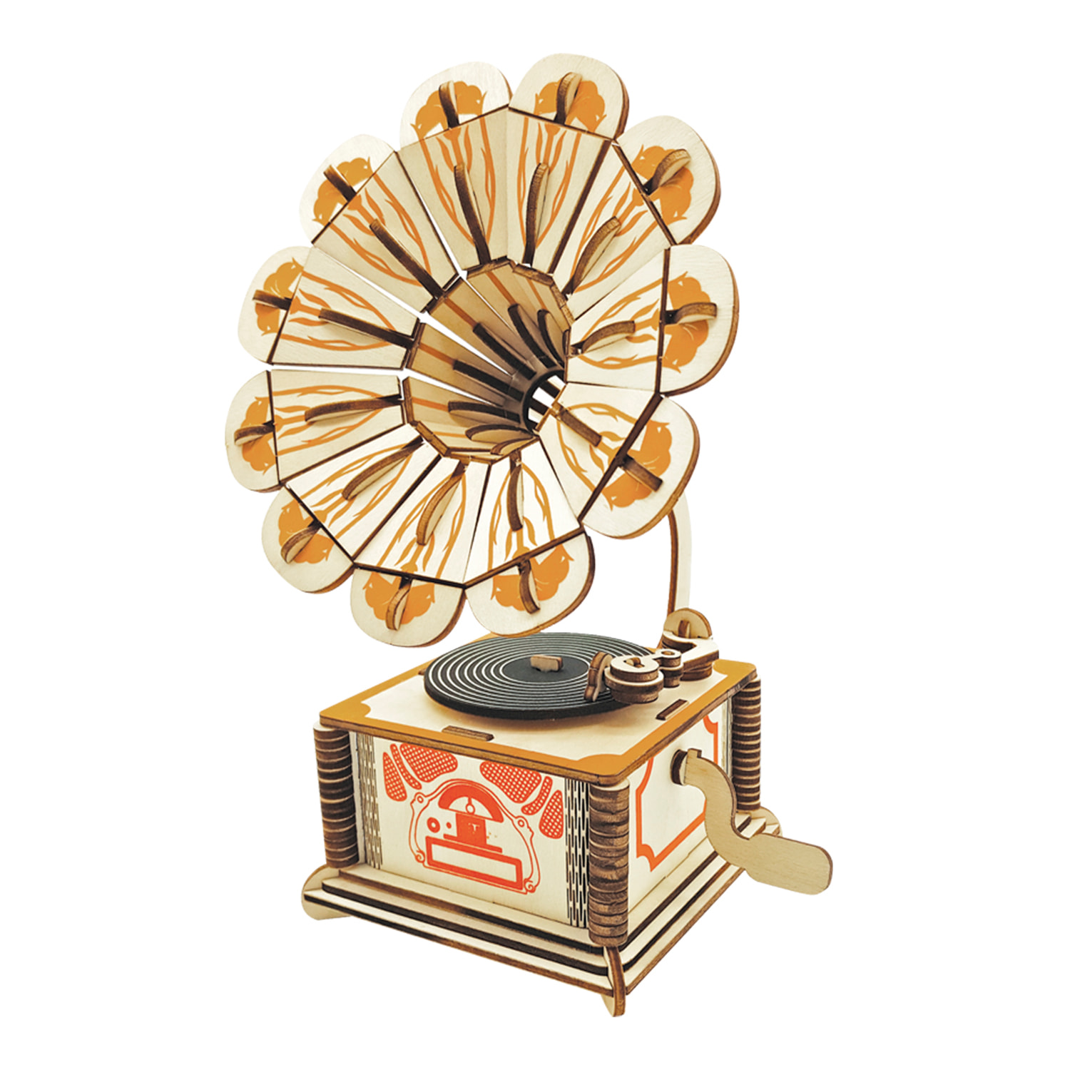 Maqueta 3D de madera. Fonógrafo. 140 piezas.