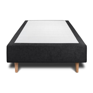Lit avec tête de lit bandes horizontales tissu et sommier tapissier Ep20