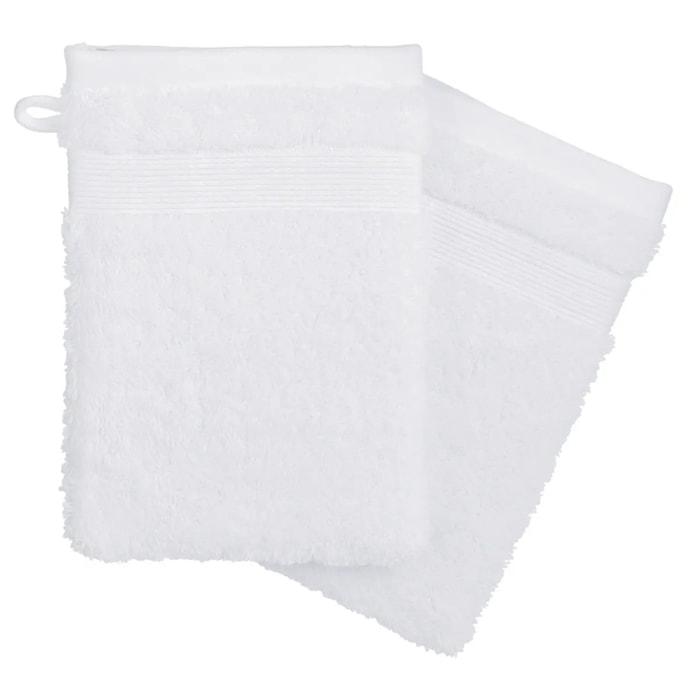Lot de 2 gants de toilette "Praia" blanc 15x21cm