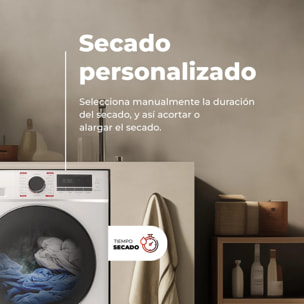 EVVO Secadora 8 kg bomba de calor S8, Clase energética D, Airfresh, Sensor de humedad, Antiarrugas, Inicio diferido, inox