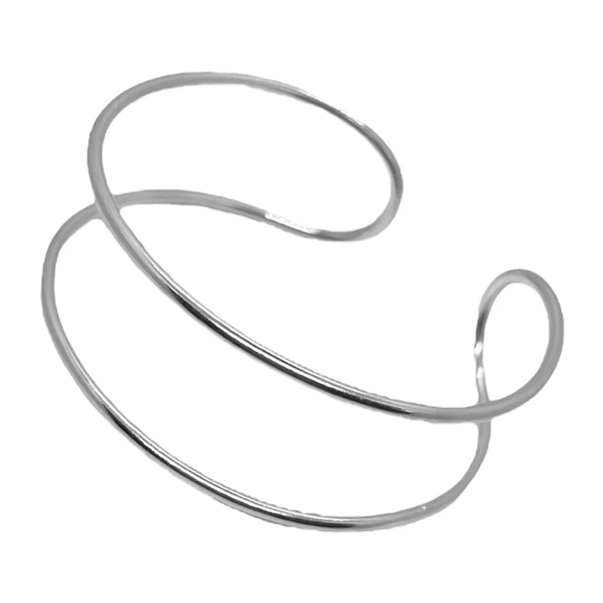 Brazalete doble aro en latón plata 10µ multiposición ajustbale