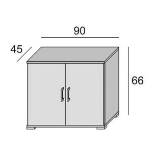 Armadio multiuso Bucaneve, Mobile lineare a 2 Ante battenti con ripiano, Mobile da ingresso, Scarpiera moderna, 100% Made in Italy, Cm 90x45h66, Rovere e Bianco