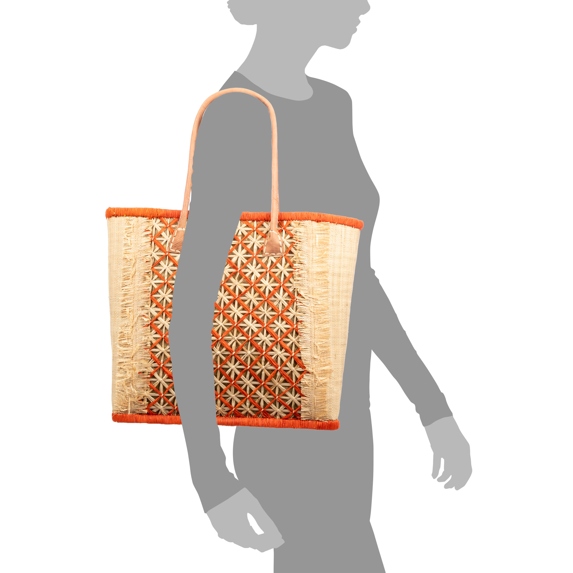 Villafrati bolso de hombro mujer. Fabricado en rafia y paja, con asas de cuero.