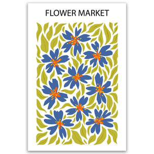 Tableau floral bleu et vert style moderne décoratif Toile imprimée