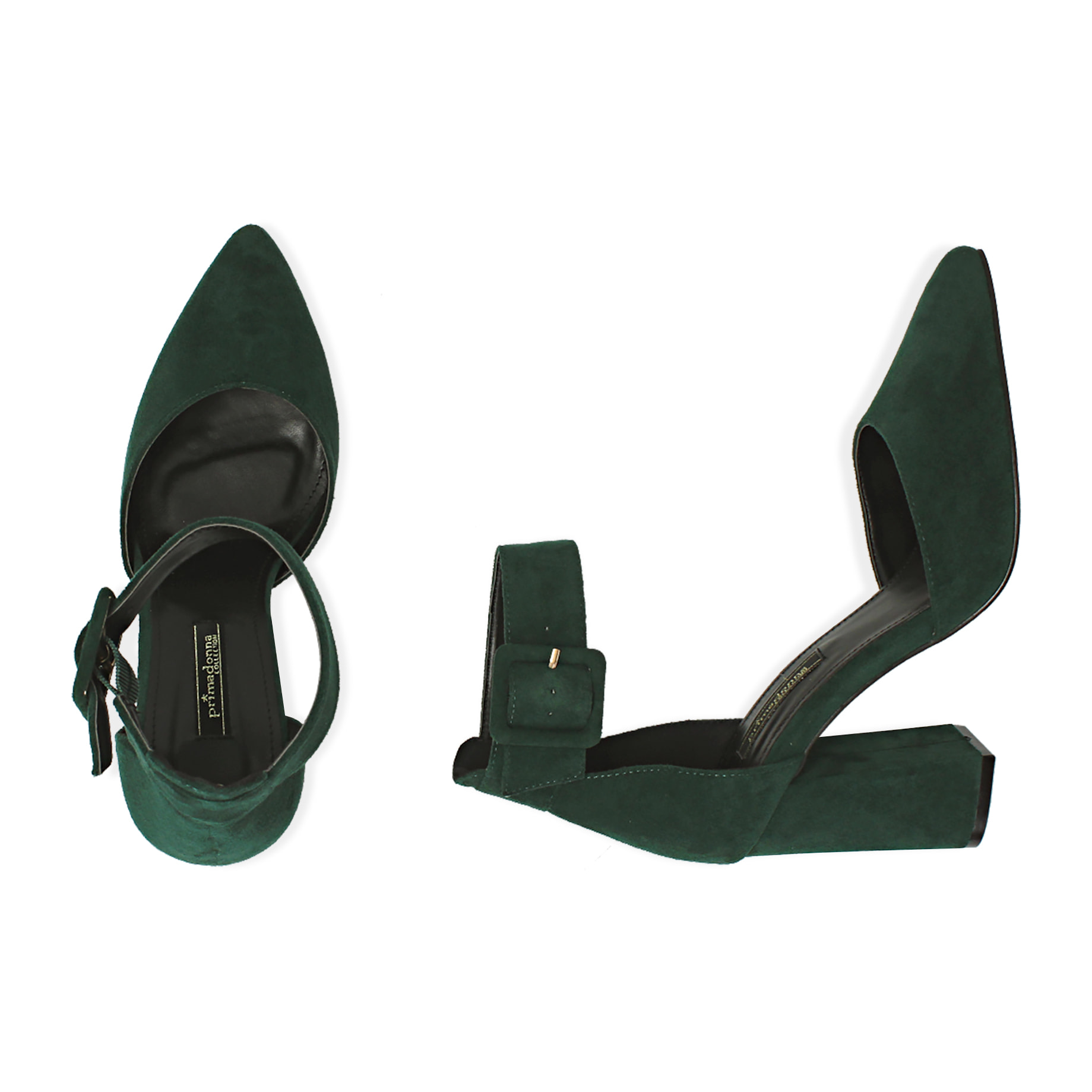 Zapato de tacón verdes de microfibra, tacón 9,50 cm