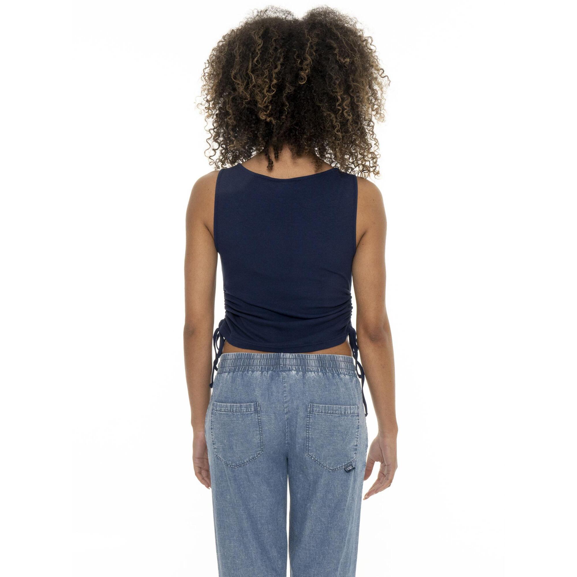 Camiseta de tirantes de mujer de canalé con cordones Leone Fancy Stripes