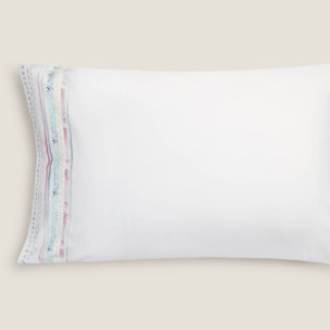 Funda de almohada algodón estampado cenefa Mariona color rosa