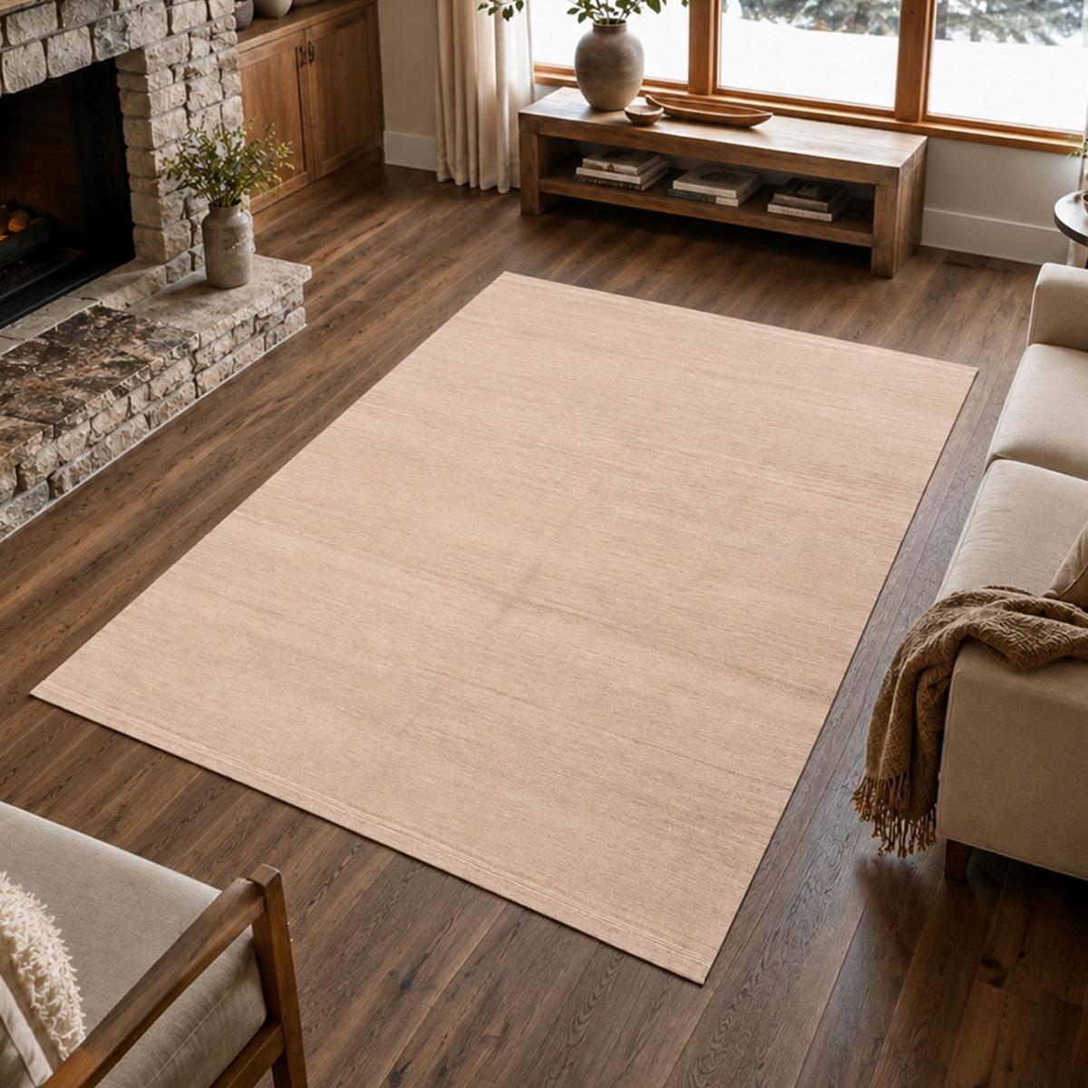 Tapis kilim, faux uni authentique, tissé à plat en laine