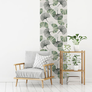 Papier peint intissé pré-encollé - FEUILLES DE GINKGO GRIS VERT - 1 rouleau