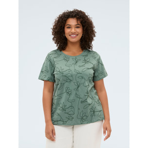Fiorella Rubino - Camiseta de algodón con bordados florales - Verde
