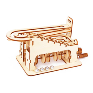 Maqueta de Madera 3D, diseño de Pista de canicas. 78 piezas.