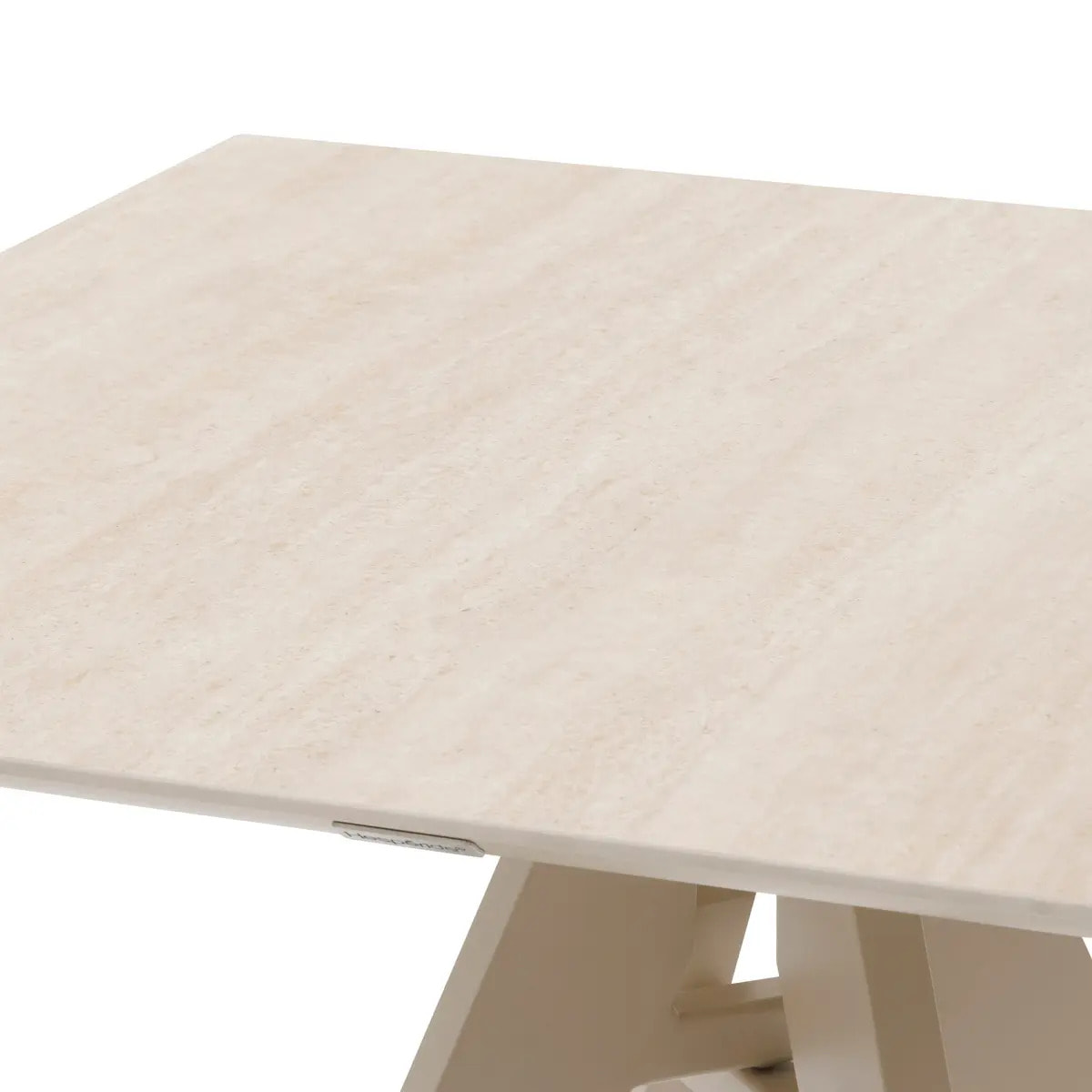 Table haute de jardin carrée "Terzano" vanille & argile 2 places en aluminium