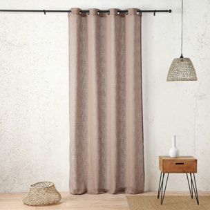Voilage tamisant à œillets  - Effet filet ajouré - Taupe
