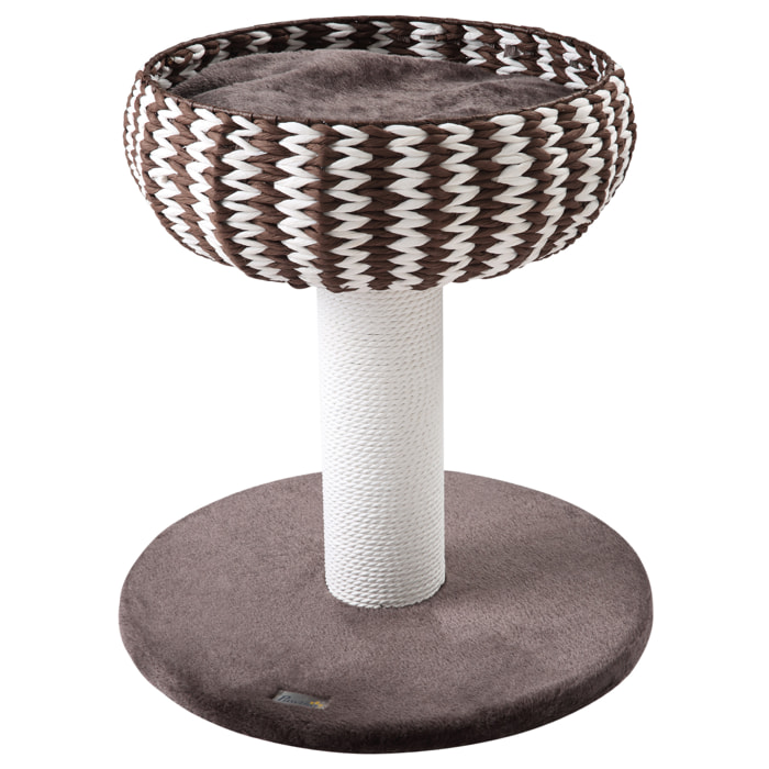 Árbol Rascador para Gatos Pequeño 50x50x52 cm con Cama Poste Cojín de Felpa Café