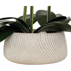 Orchidée artificielle en pot "Sanae" pot en ciment orange H65cm
