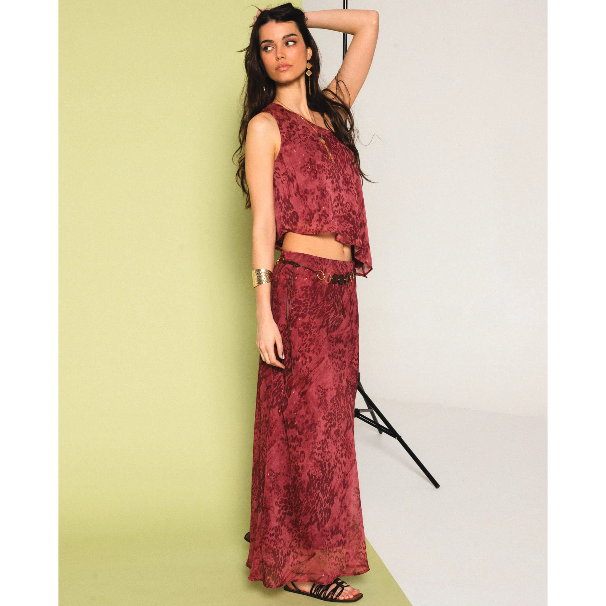 Falda larga estampada