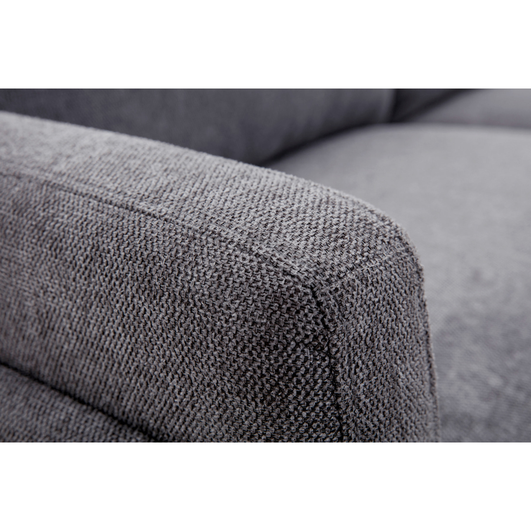 Canapé design 3 places en tissu effet velours texturé gris et métal noir MOSCO