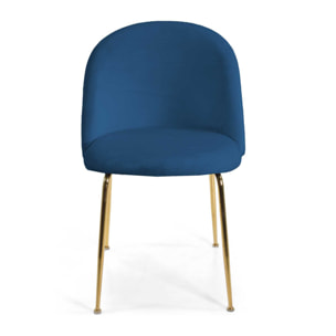 Sedia Sammi Vacchetti in velluto blu con struttura oro cm50x57h77,5