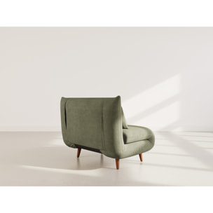 Lumi - Banquette convertible clic-clac 1 place en velours côtelé - Vert