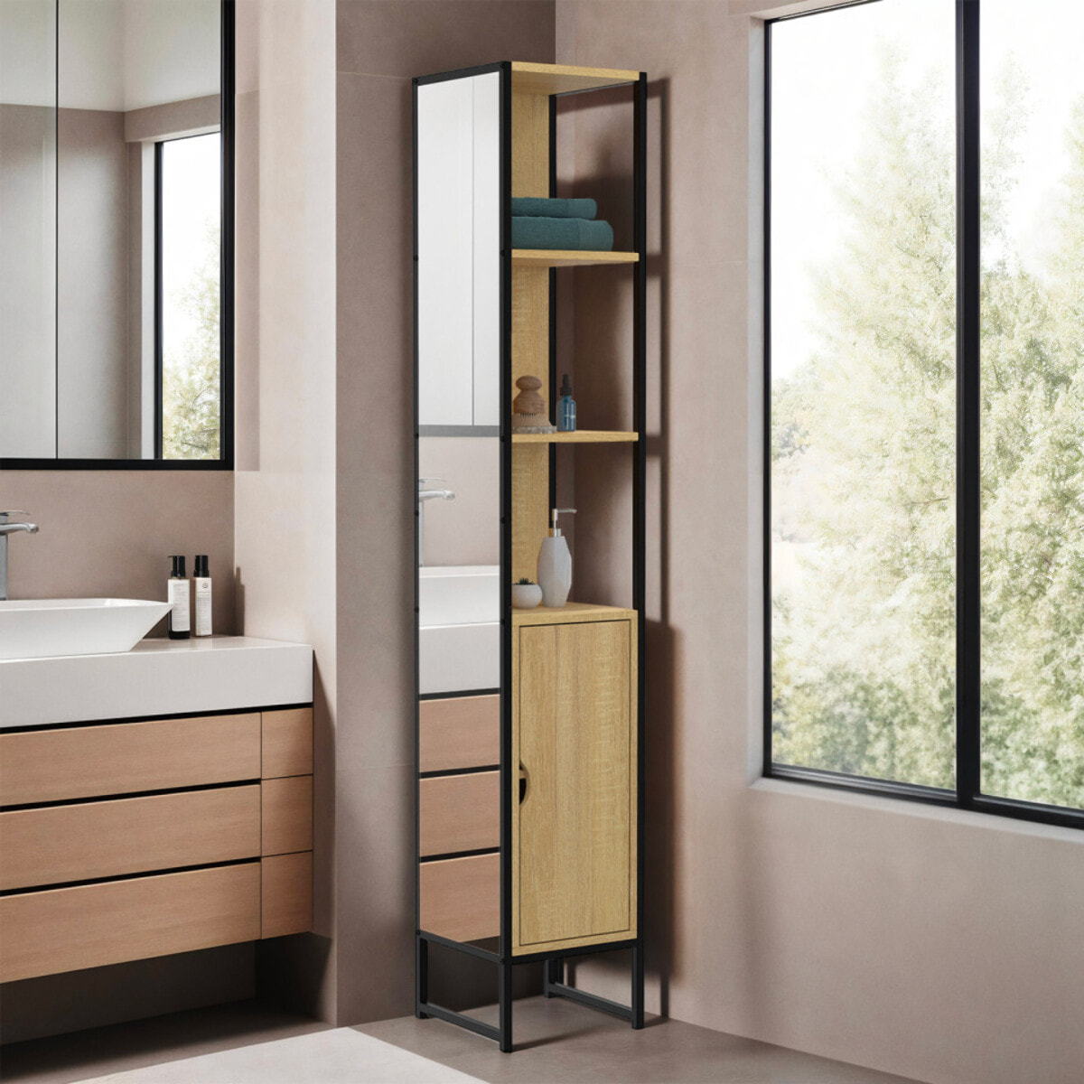 Colonne pour salle de bain Memphis avec miroir 170cm