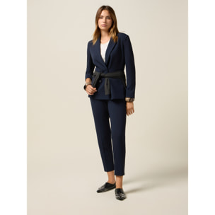 Oltre - Blazer cruzado con botones forrados - Azul