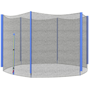 Red de Seguridad para Cama Elástica Ø305 cm Red de Trampolín Redondo para Exterior Protectora para Cama Elástica de 6 Postes Rectos Azul