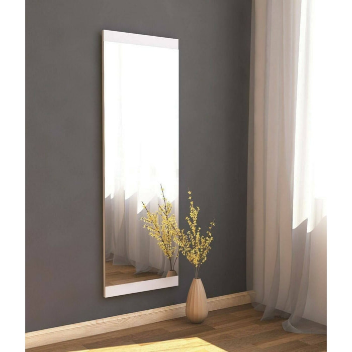 Specchio Fiammetta, Specchiera, Articolo d'arredo a muro, Decorazione con specchio, 40x2h120 cm, Bianco