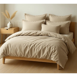 Parure Housse De Couette + 2 taies 100% Coton 57fils Grege