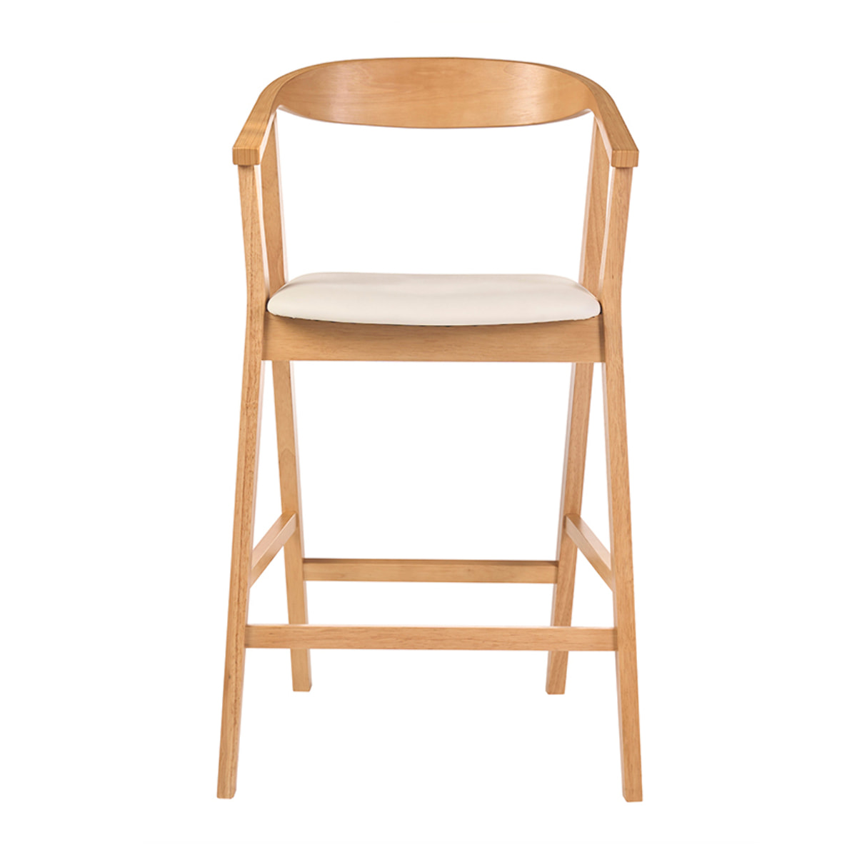 Tabourets de bar scandinaves blancs et bois clair H66.5 cm (lot de 2) BAHIA