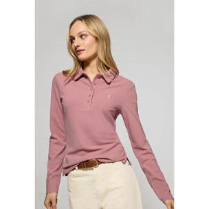 Polo Priyanka rosa cipria a cinque bottoni con ricamo Rigby Go