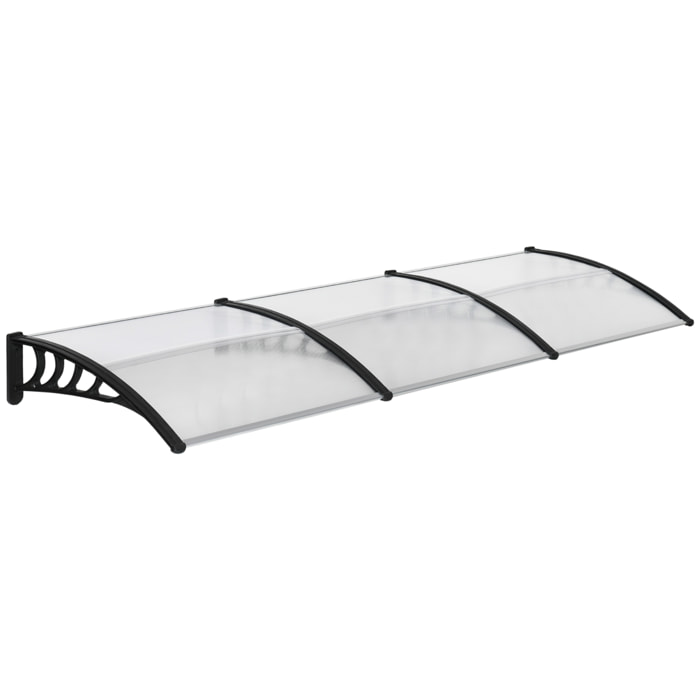 Outsunny Tejadillo de Protección 300x96 cm Marquesina Exterior para Puertas y Ventanas contra Sol y Lluvia con Soporte de Aleación de Aluminio PP Policarbonato Transparente