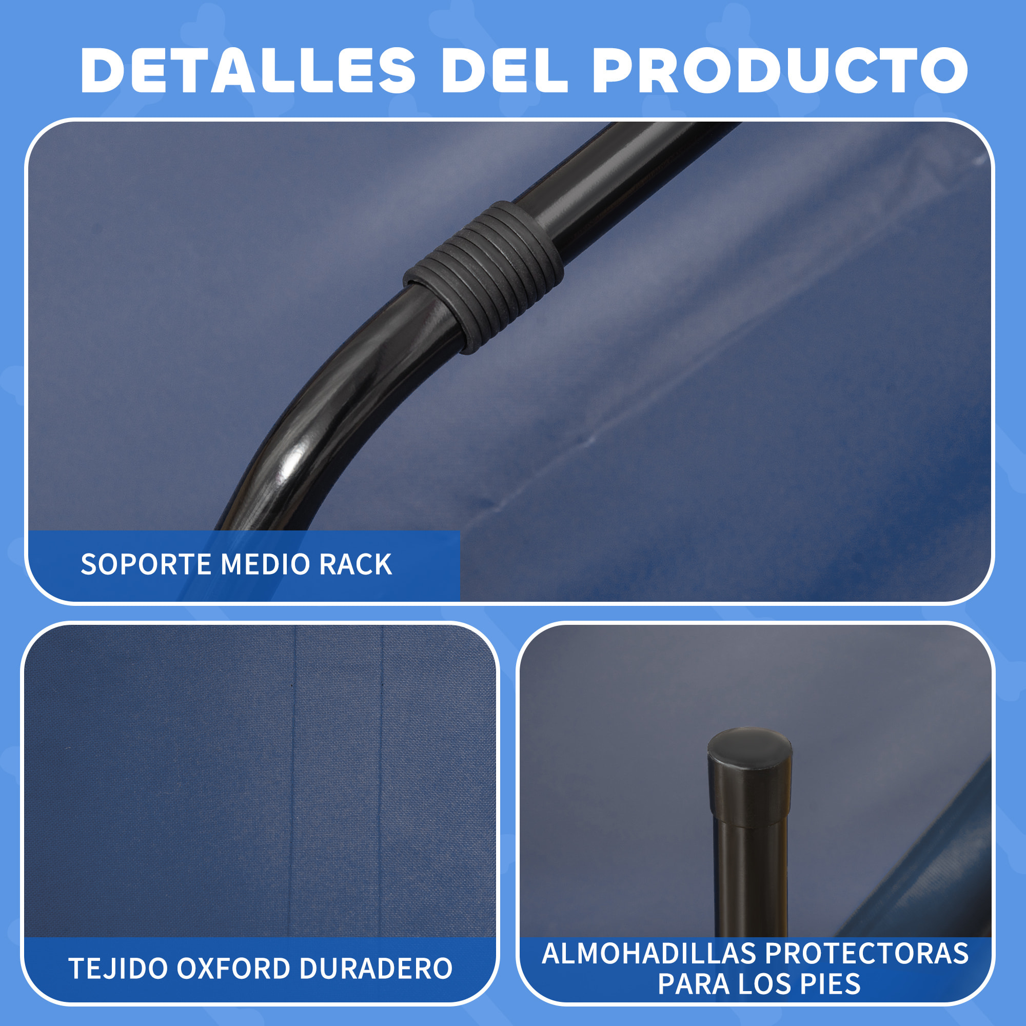 Cama Elevada para Perros, Refrescante y Transpirable, Cama para Perros Grandes, 92x76x18 cm, Tela Oxford, Marco de Metal, para Interior, Exterior, Azul