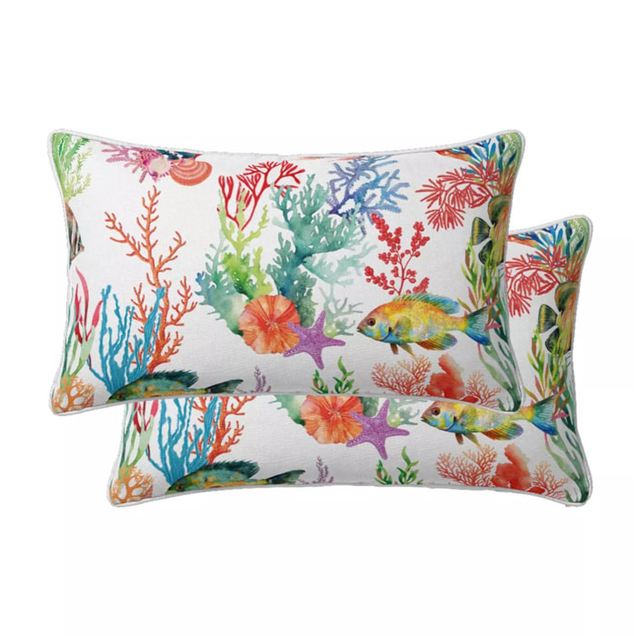 Lot de 2 taies percale de coton 115 g/m² imprimé rouge canard Naia arc en ciel