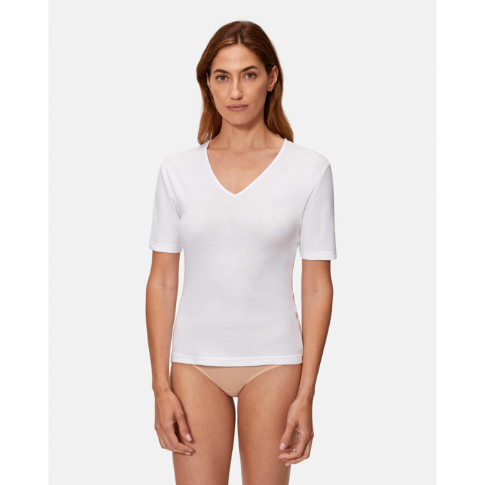 Camiseta térmica de mujer de manga corta 100% algodón