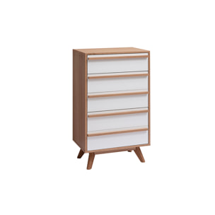 Commode chiffonnier - semainier scandinave 5 tiroirs L60 cm HELIA