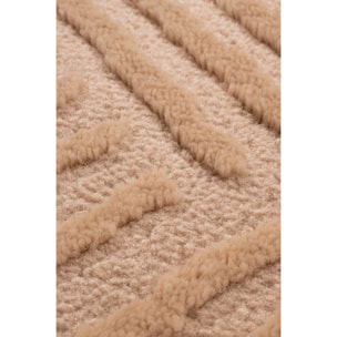 BIANCA - Tapis rond à motif graphique en relief - Beige