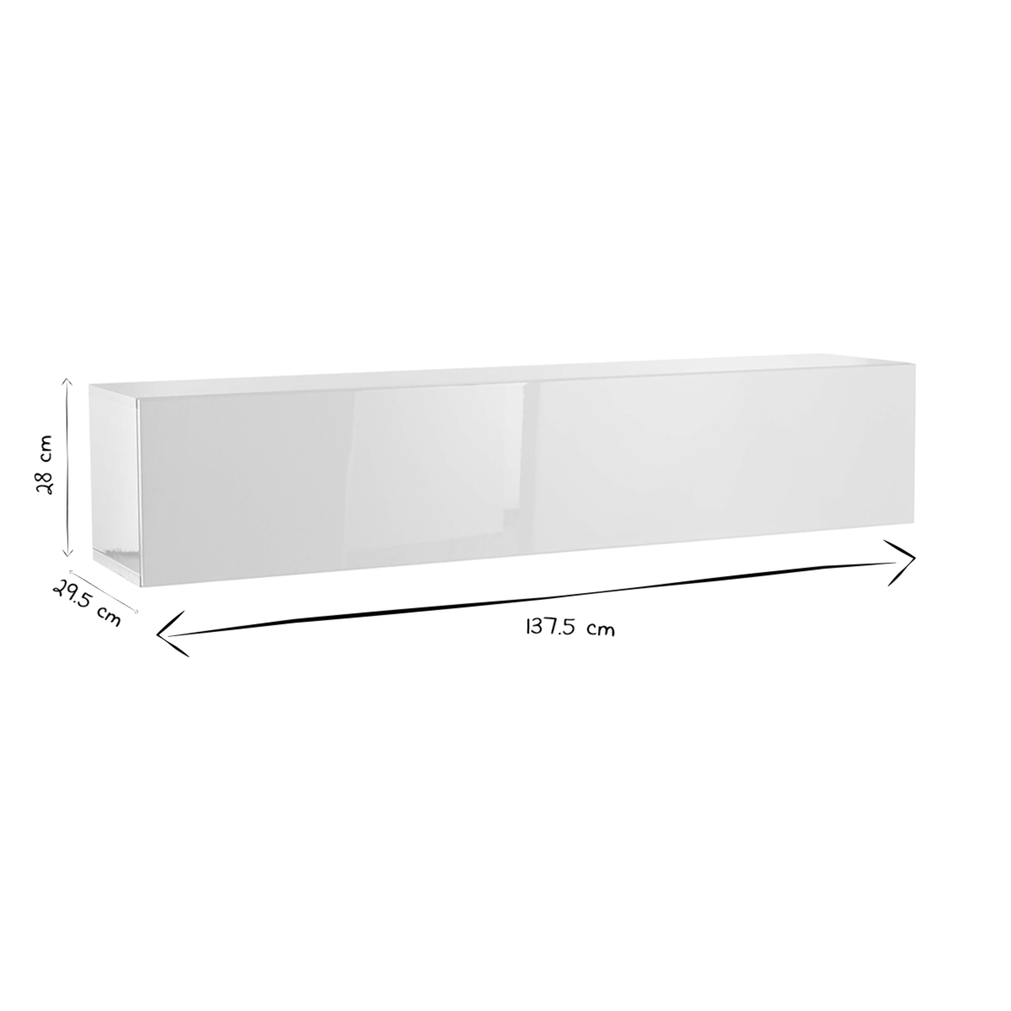 Élément mural TV horizontal blanc laqué brillant L137.5 cm ETERNEL