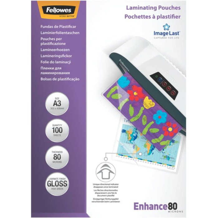 POCHETTE FELLOWES plastification A3 80 mic x100