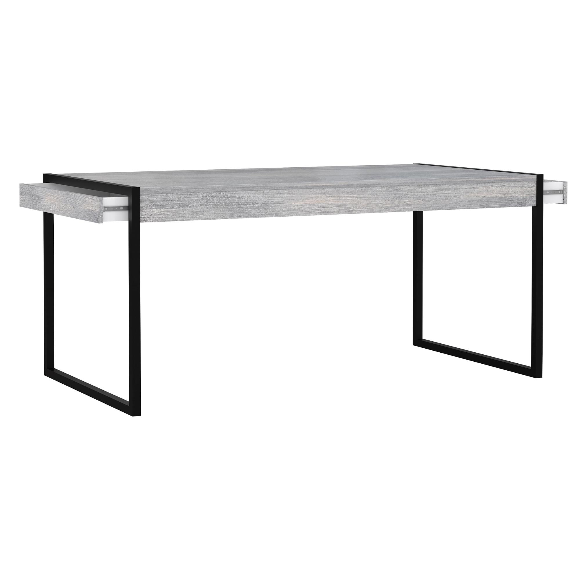 Mesa fija GOLDEN - 2 cajones laterales - gris y negro mate - 166x90x76cm