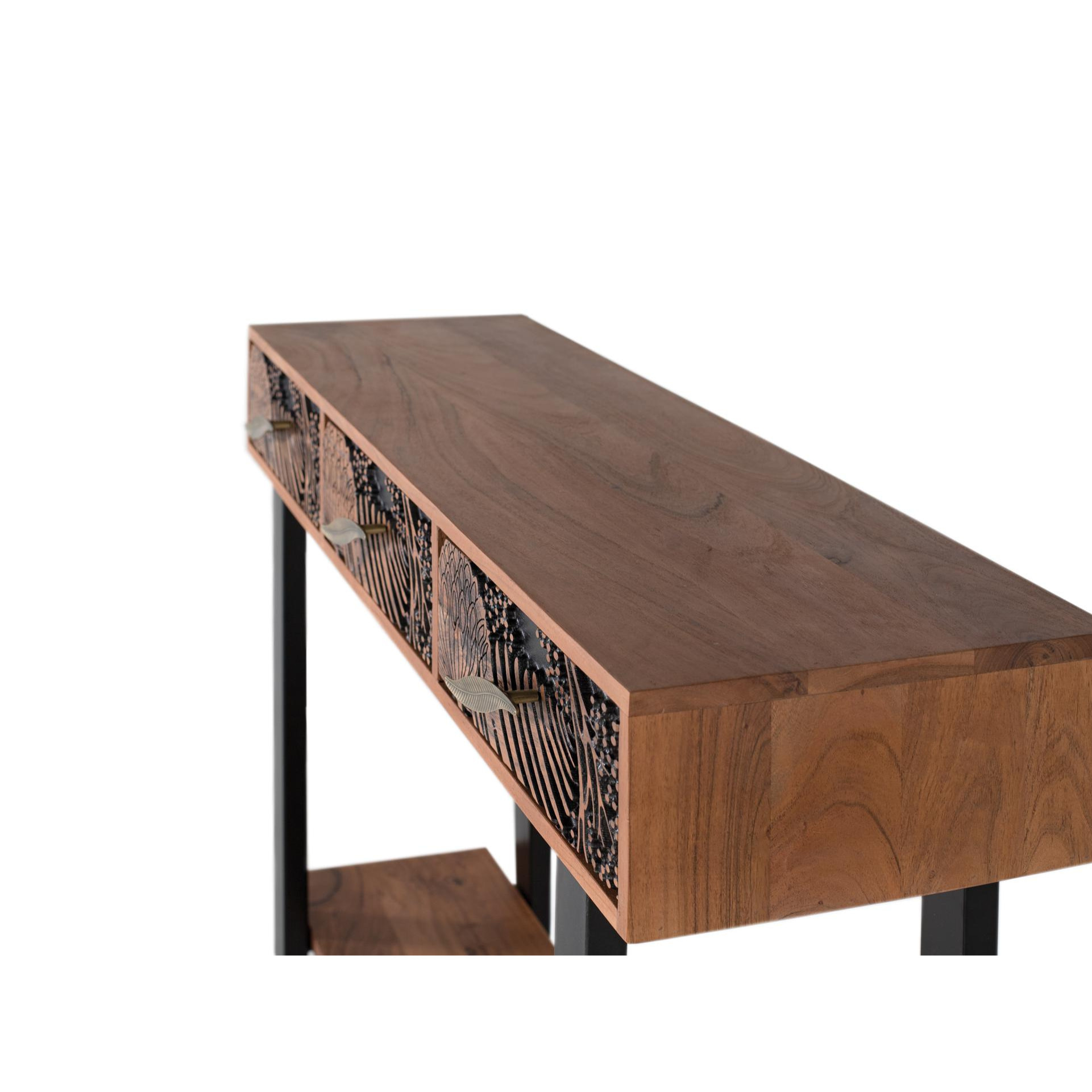 Consola de Madera de Acacia 120 Cm Estilo Étnico Moderno