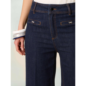 Oltre - Jeans a palazzo con dettaglio fiocchi - Blu