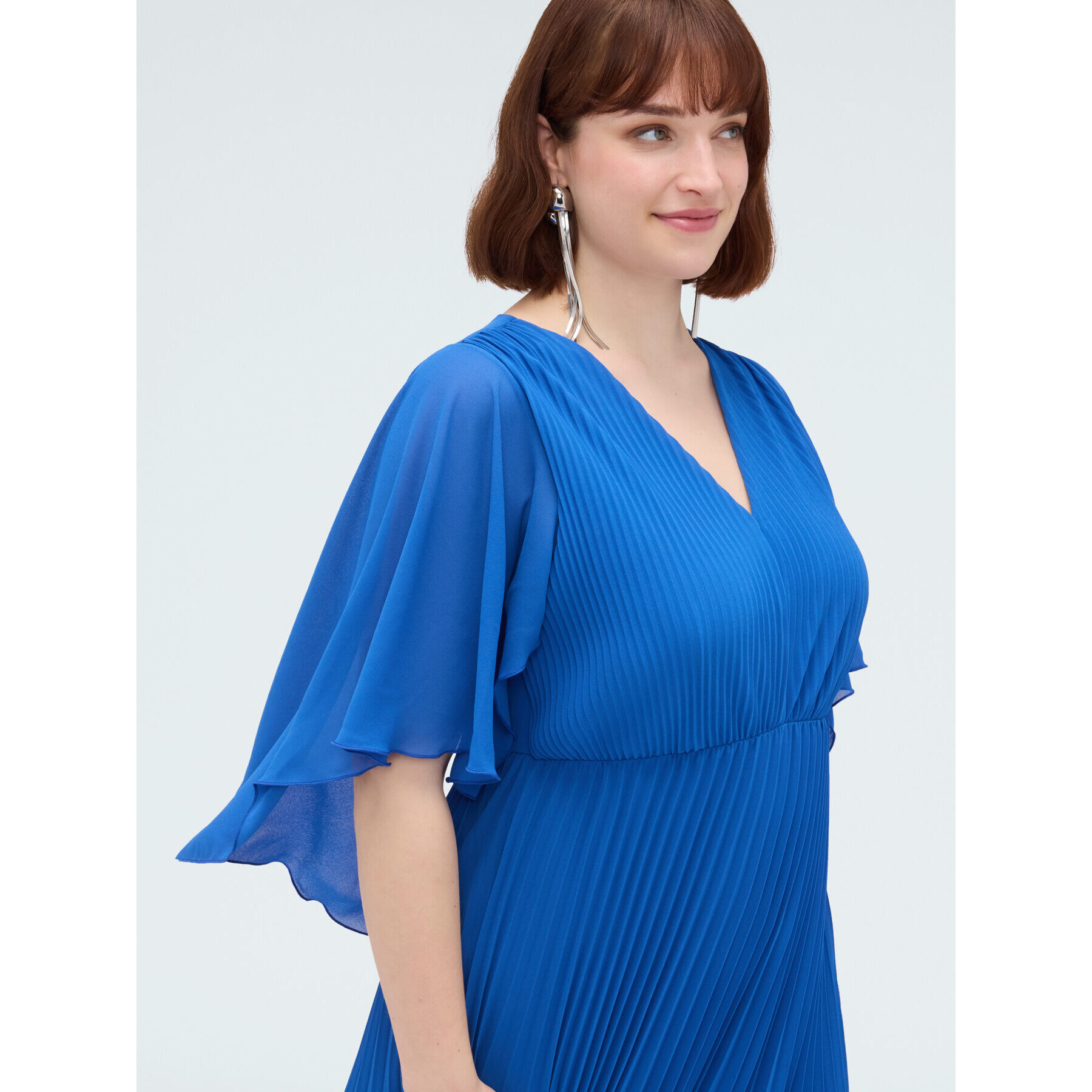 Fiorella Rubino - Vestido DREAM en georgette plisado - Azul aciano