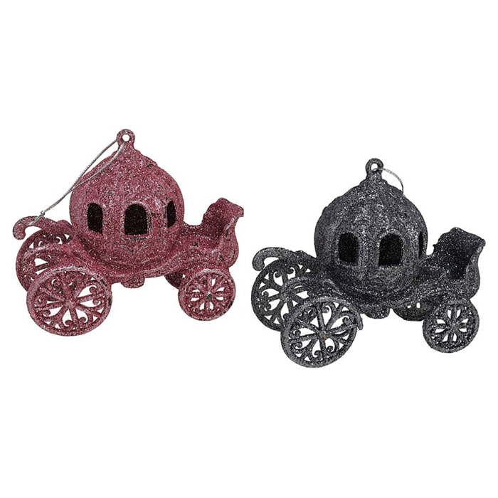 DAM Pack 2 colgantes carroza glitter 2 surt 11x9cm 11x6x10cm. Color:Multicolor