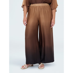 Fiorella Rubino - Pantaloni palazzo in raso dégradé - Marrone