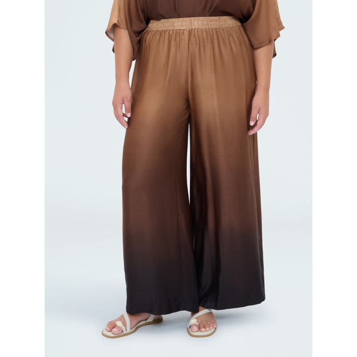 Fiorella Rubino - Pantaloni palazzo in raso dégradé - Marrone
