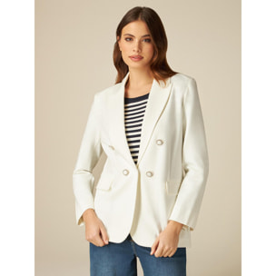 Oltre - Blazer de punto milano con botones joya - Blanco