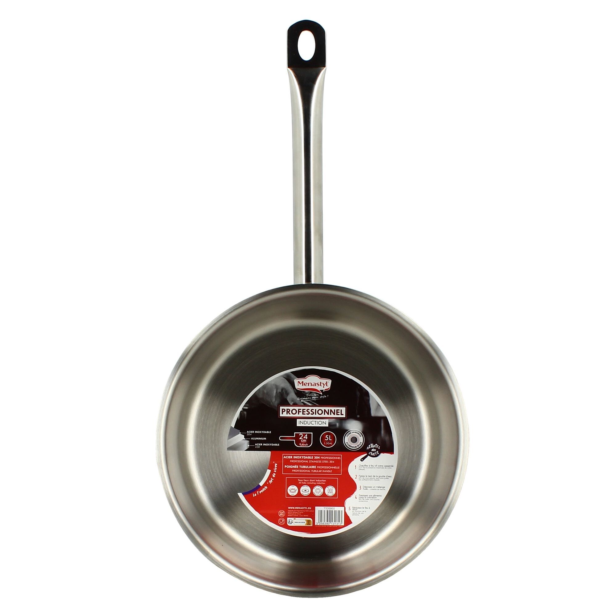 Casserole professionnelle acier inoxydable 24cm - tous feux  PROFESSIONNEL